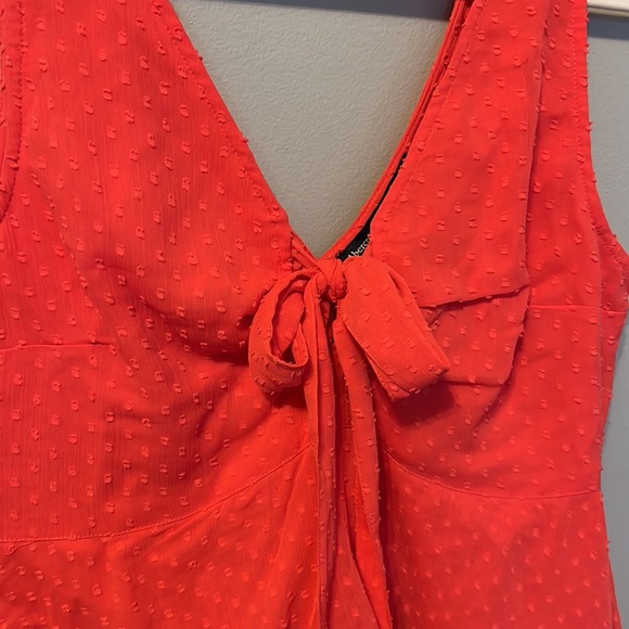 Red tie front peplum Blouse - Picture 2 of 4